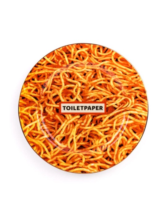 Piatto Spaghetti Gold Border in Porcellana Ø27 cm Seletti | Collezione Toiletpaper
