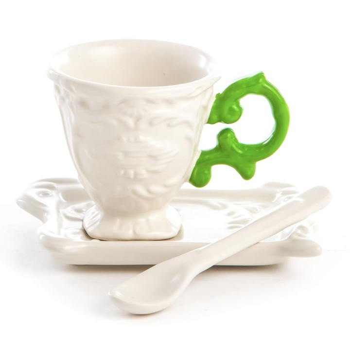 Seletti Set da caffè I-Wares con manico verde