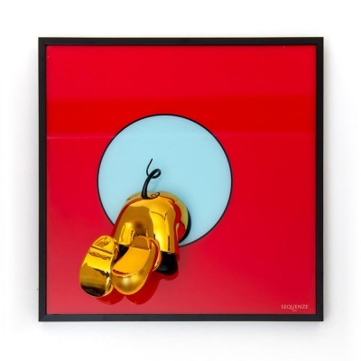 QUADRO TOPOFTHEPOPS ORO E ROSSO 40X40
