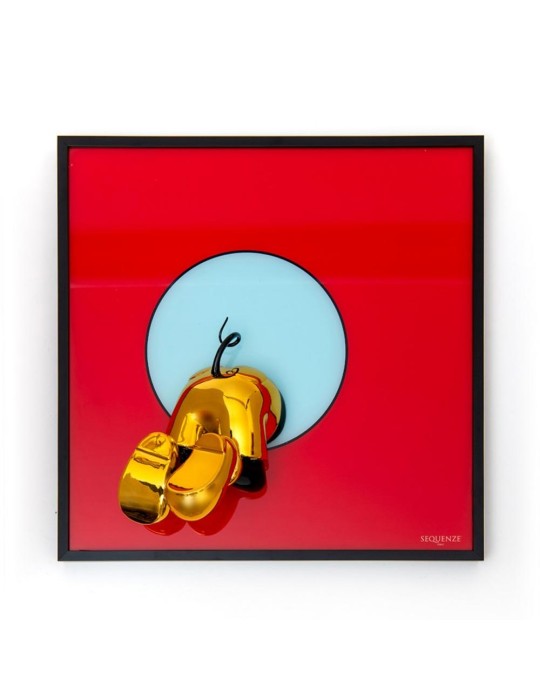 QUADRO TOPOFTHEPOPS ORO E ROSSO 40X40
