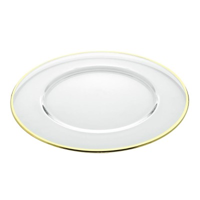 Set 6 Sottopiatti in Vetro Trasparente con Bordo Filo Oro...