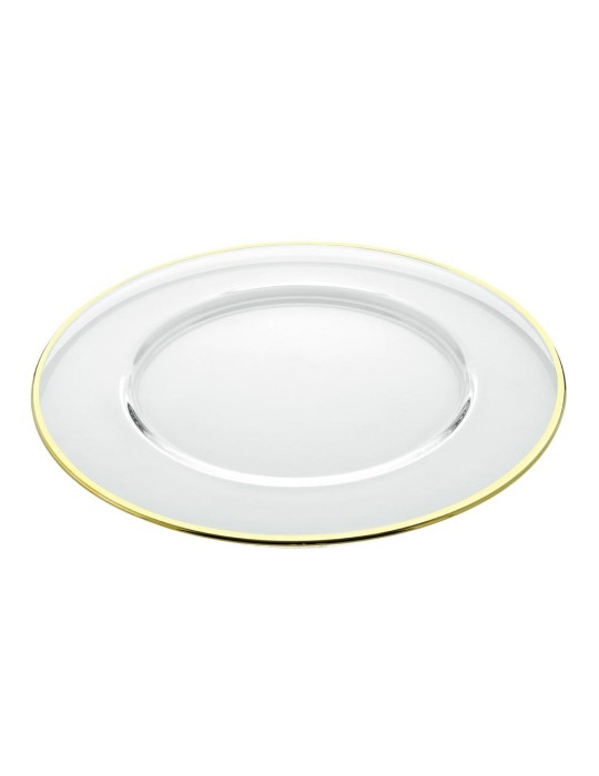 Set 6 Sottopiatti in Vetro Trasparente con Bordo Filo Oro Ve.Ma – Ø 32 cm