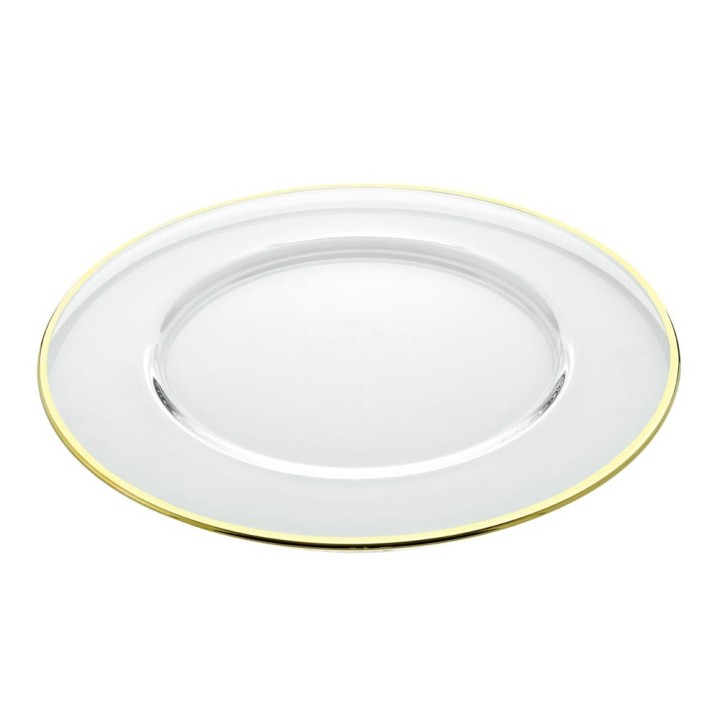 VE.MA Set di 6 sottopiatti in vetro con filo oro Ø 32 cm