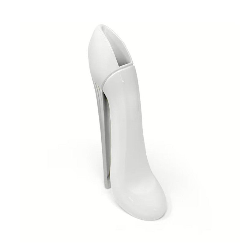 Vaso Glam Sequenze Bianco e Argento H14 in Resina a Forma di Scarpa