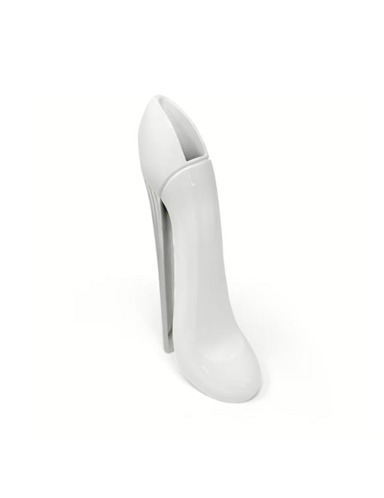 Vaso Glam Sequenze Bianco e Argento H14 in Resina a Forma di Scarpa