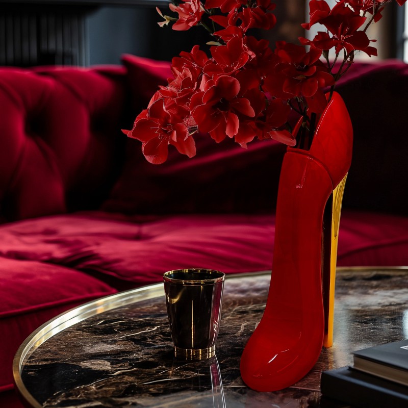 Vaso Glam Sequenze Bianco e Argento H14 in...