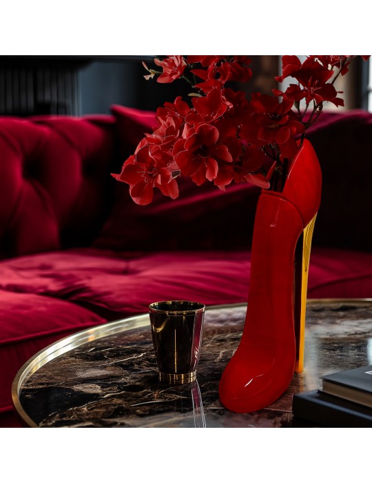 Vaso Glam Sequenze Bianco e Argento H14 in...