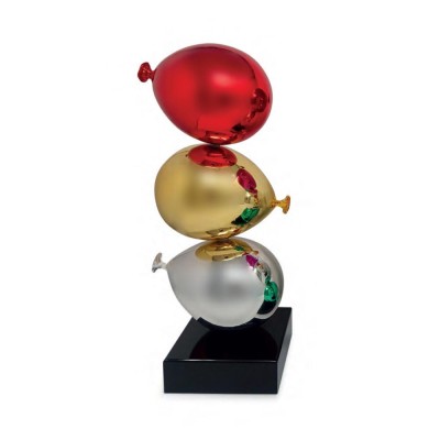 SCULTURA ZEN BALOONS ROSSO ORO E ARG.  H30
