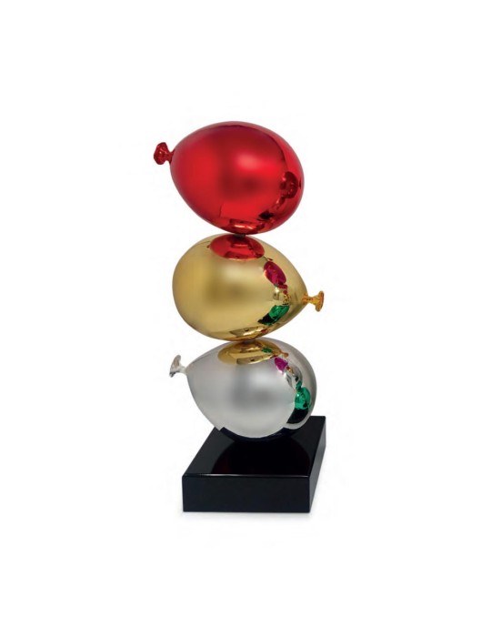 SCULTURA ZEN BALOONS ROSSO ORO E ARG.  H30