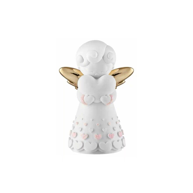 Bongelli scultura Angelo con Cuore rosa piccolo H9,5cm