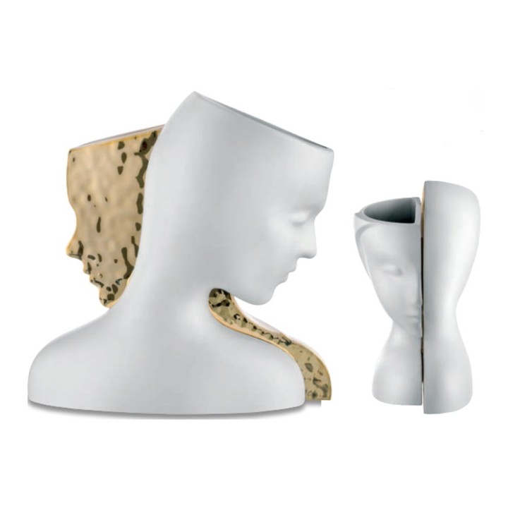 Bongelli Preziosi Vaso Visi bianco e oro 32 × 30