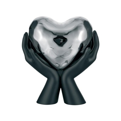 Bongelli scultura Mani nere con Cuore argento medio 12x13cm