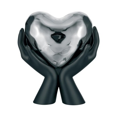 Bongelli scultura Mani nere con Cuore argento grande 31x27cm