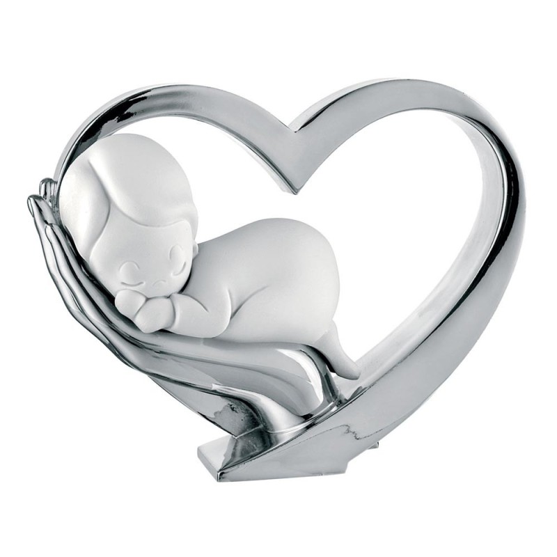 MANO BIMBO CUORE ARGENTO 13X11