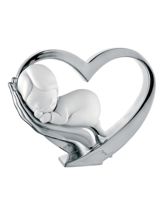 MANO BIMBO CUORE ARGENTO 13X11