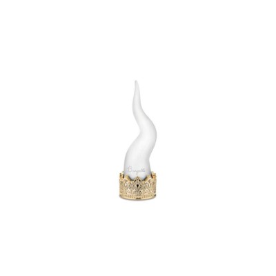 Bongelli corno portafortuna bianco con corona oro mini H15cm