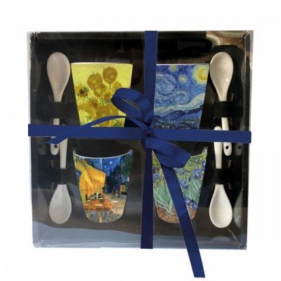 Enesco set 4 tazze caffè Vincent Van Gogh con cucchiaini