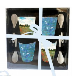 Enesco Set di 4 tazze Monet con cucchiaini in ceramica