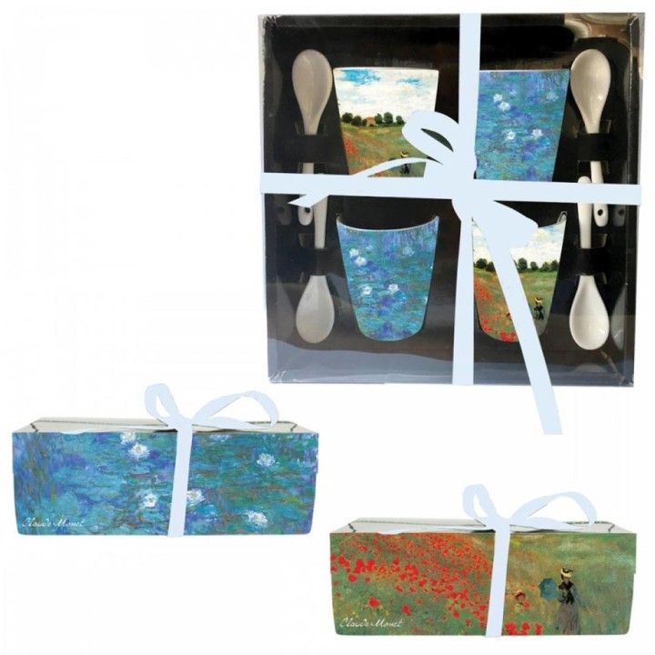 Enesco Set di 4 tazze Monet con cucchiaini in ceramica