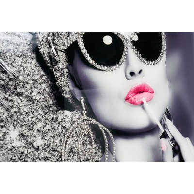MURAL FRAMED  WITH LIPSTICK FRAME BRASS 80X120 2