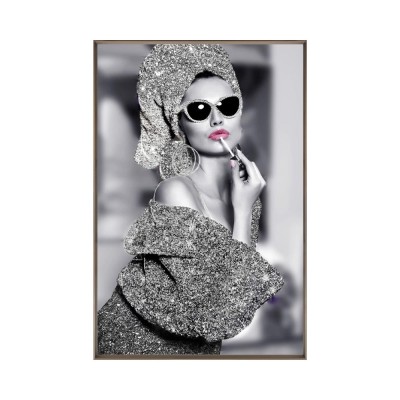 MURAL FRAMED  WITH LIPSTICK FRAME BRASS 80X120