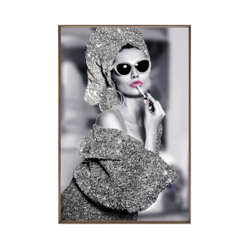 MURAL FRAMED  WITH LIPSTICK FRAME BRASS 80X120