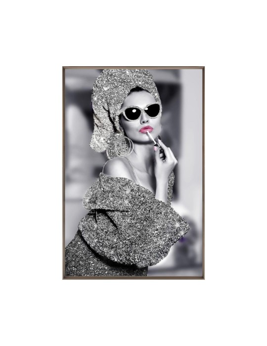 MURAL FRAMED  WITH LIPSTICK FRAME BRASS 80X120