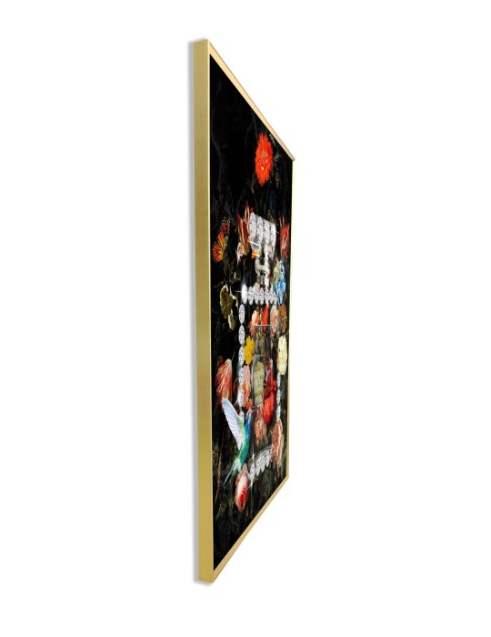 MURAL FRAME DIAMANT FLACON WITH FLOWERS 90X120