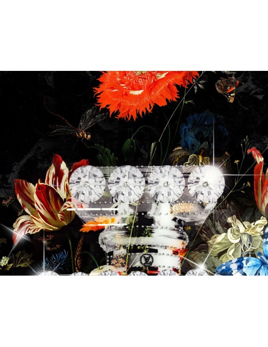 MURAL FRAME DIAMANT FLACON WITH FLOWERS 90X120