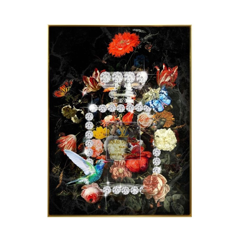 MURAL FRAME DIAMANT FLACON WITH FLOWERS 90X120