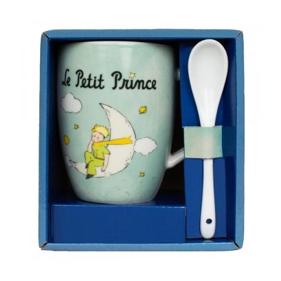 Enesco tazza mug Il Piccolo Principe con cucchiaino azzurra 11x13cm