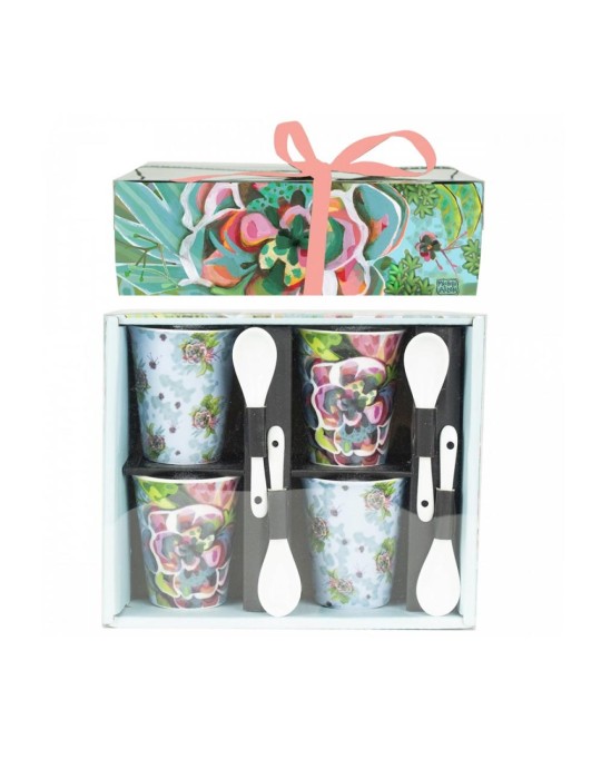 SET 4 TASSES AVEC CULLERES BLOOMS