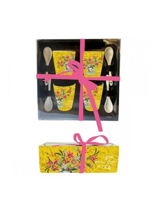 SET 4 TASSES AVEC CULLERES CUP OF TEA