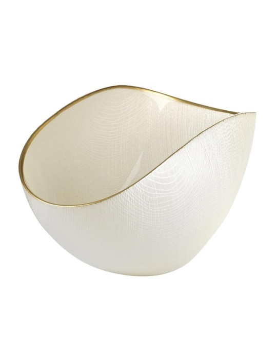 Centrotavola Burano 38x11 cm Perla Filo Oro Onlylux | Vetro Soffiato Artigianale
