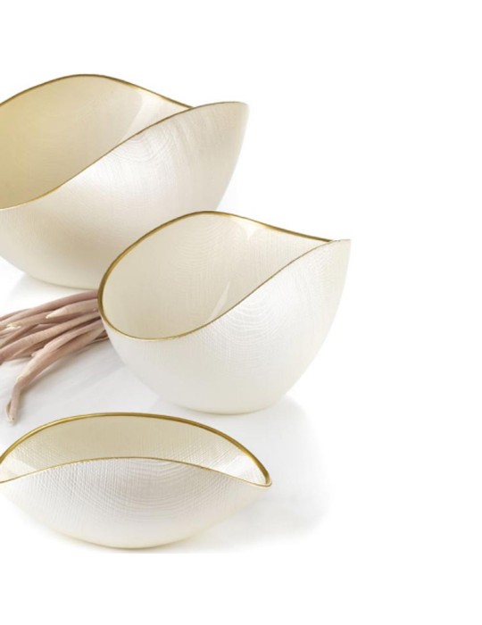 Coppetta Burano Bianco Perla con Bordi Oro...