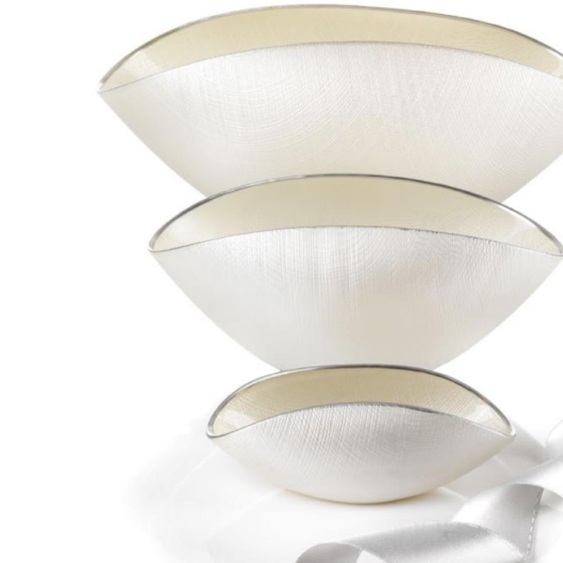 Coppetta Burano Bianco Perla Filo Platino 20x12...