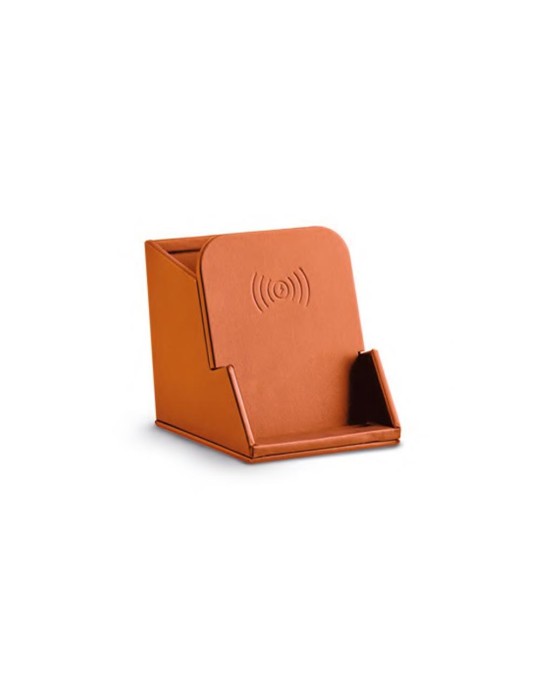 Pozzi Milano portapenne in PU con caricatore wireless arancio