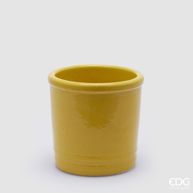 Vaso Cilindrico Glaze H18 cm in Ceramica Gialla...
