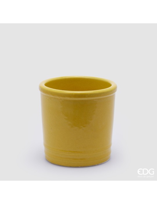 Vaso Cilindrico Glaze H18 cm in Ceramica Gialla...