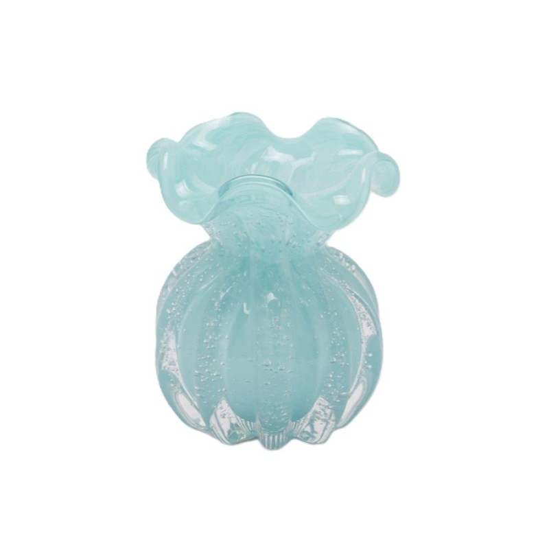 Enzo De Gasperi Vaso Sacchetto H12 cm D10 cm in Vetro Azzurro Waterproof