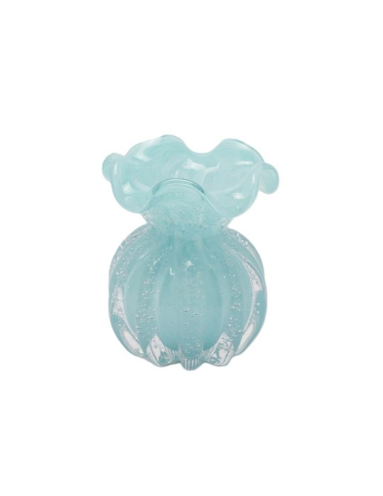 Enzo De Gasperi Vaso Sacchetto H12 cm D10 cm in Vetro Azzurro Waterproof