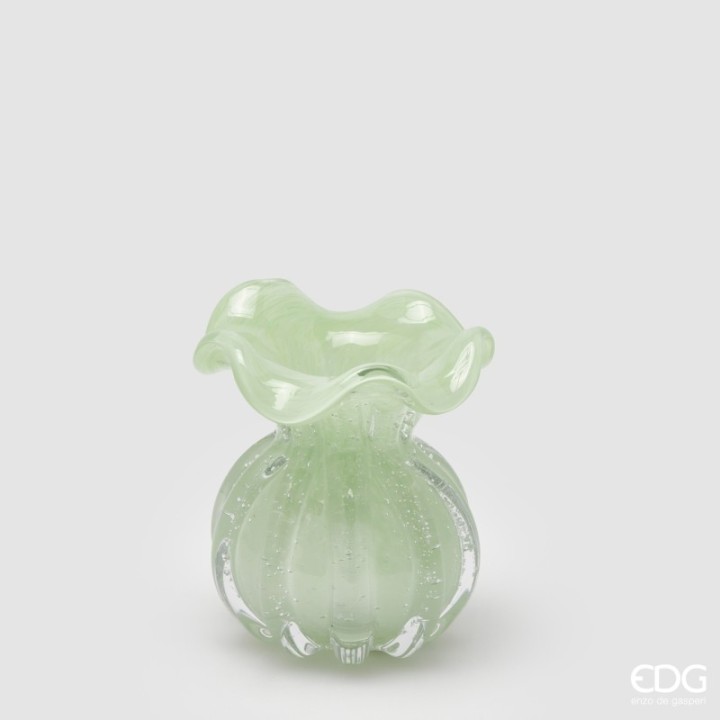 EDG Enzo De Gasperi Vaso Sacchetto vetro verde alto 12 cm
