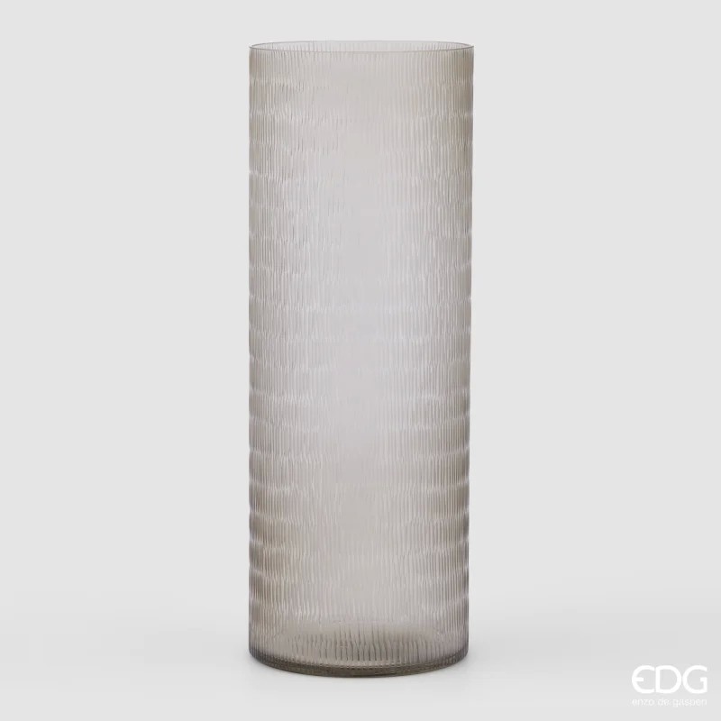 Vaso in Vetro Cilindrico con Intagli H60 D22 cm...