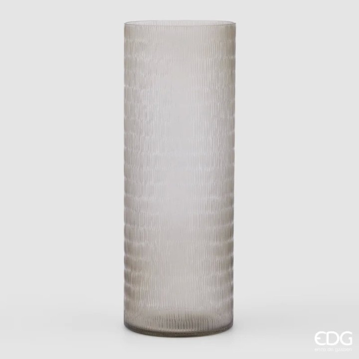 EDG Enzo De Gasperi Vaso Intagli in vetro tortora alto 60 cm