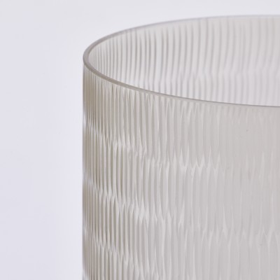 Vaso in Vetro Cilindrico con Intagli H60 D22 cm Tortora -... 2