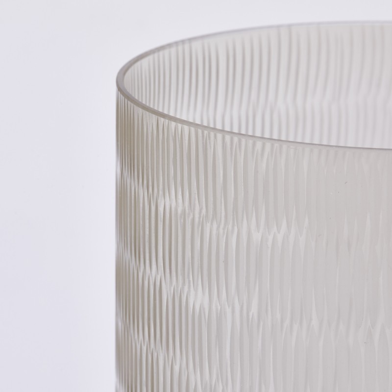 Vaso in Vetro Cilindrico con Intagli H60 D22 cm...