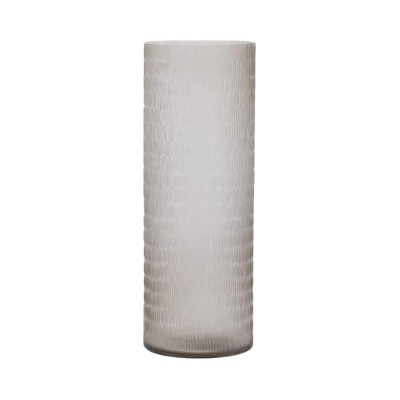 Vaso in Vetro Cilindrico con Intagli H60 D22 cm Tortora -...
