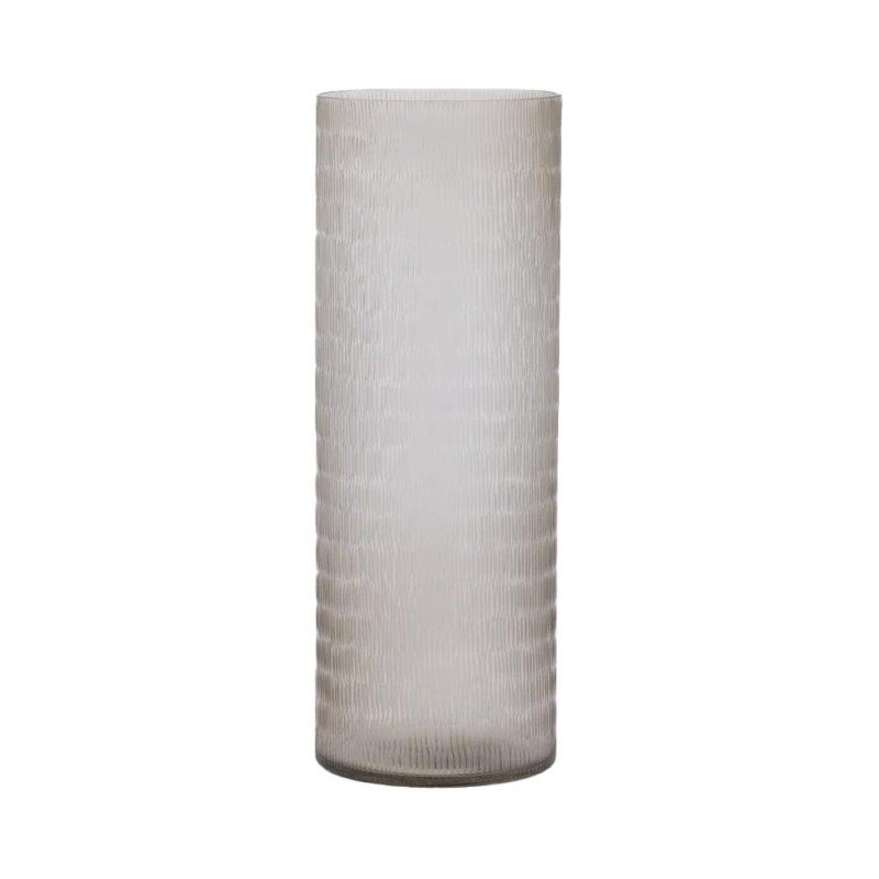 Vaso in Vetro Cilindrico con Intagli H60 D22 cm Tortora - EDG Enzo De Gasperi