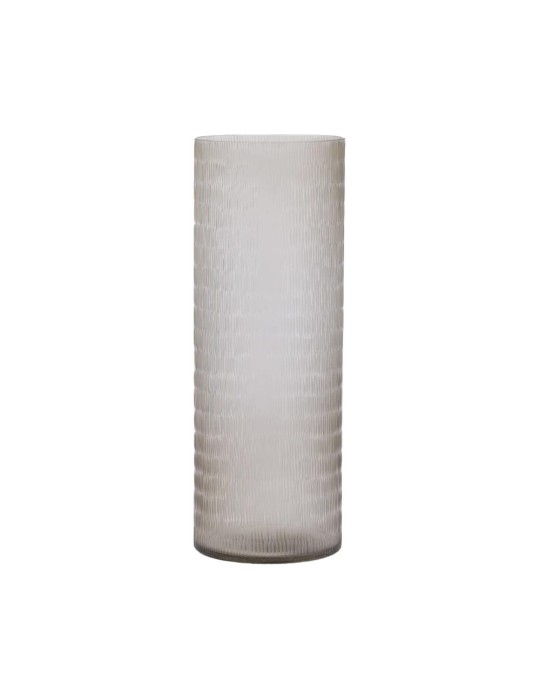 Vaso in Vetro Cilindrico con Intagli H60 D22 cm Tortora - EDG Enzo De Gasperi