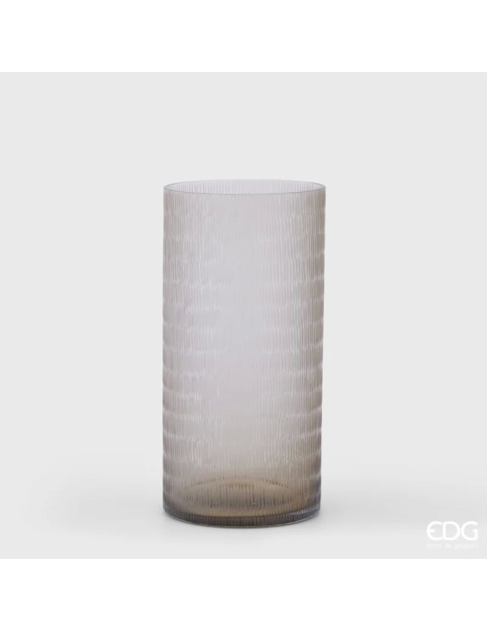 Vaso in Vetro Cilindrico con Intagli H45 D22 cm...